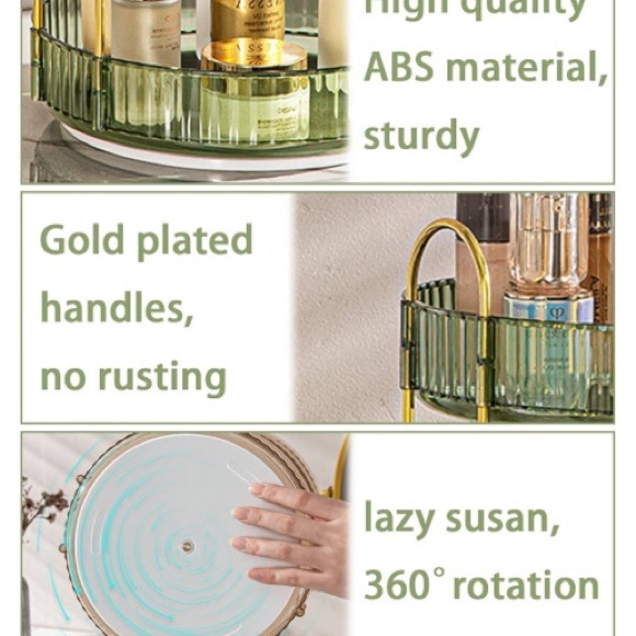 Rotating Lazy Susan Makeup Organizer NEW  Green Round - Picture 4 of 4
